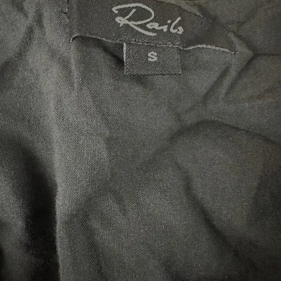 Rails Black Eyelet Midi Dress SMALL Smocked Cottage Ruffle Cotton Designer $268 - Picture 10 of 11